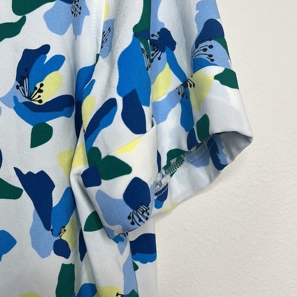 Rachel Zoe Blue Yellow Floral Button Up Oversized Shirt Sz L - Picture 4 of 6